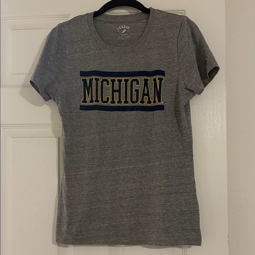 League Women's Heather Gray Michigan Tee